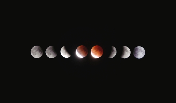 8 different moons side by side